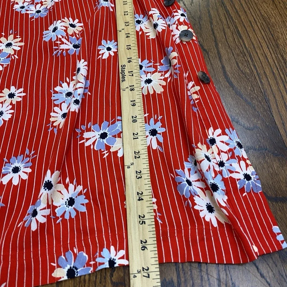 Madewell Womens Red Retro Stripe‎ Boho Floral Mini Skirt Daisy Size 0 Cottage